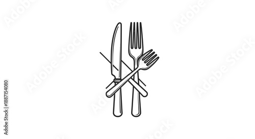 Elegant Vector Illustration of Cutlery Set, Ready For a Delicious Dinner Service Style