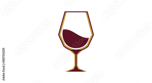 Elegant Wine Glass Icon In Gold And Burgundy With Minimalist Design And Style