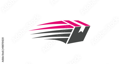 Express Shipping Delivery Logo Design Concept with Speed Lines and Package Graphic
