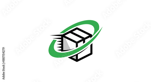 Express Shipping Delivery Logo Representing Fast Parcel Transportation Worldwide