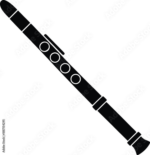 Piccolo flute silhouette vector art illustration and minimal black and white design