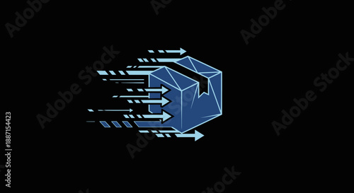 Express Shipping Illustration Depicting Rapid Package Delivery with Flowing Arrows