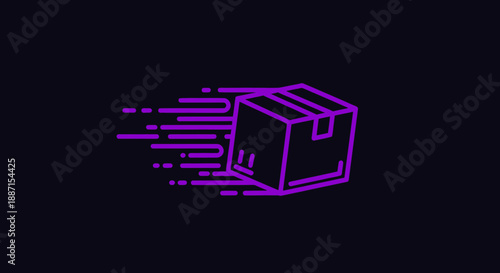 Express Shipping Illustration: High-Speed Package Delivery Graphic in Vibrant Purple