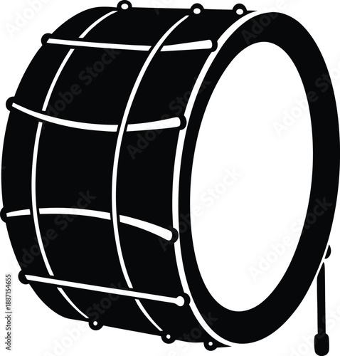 Bass drum silhouette vector art illustration and minimal black and white design