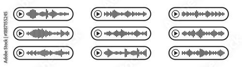 Abstract Sound Wave and Audio Signal Vector Icons