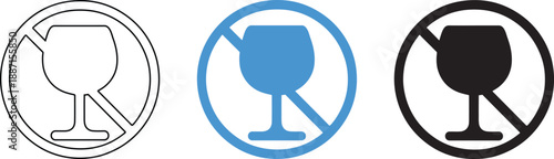 A set of three distinct no alcohol signs indicating a prohibition against drinking