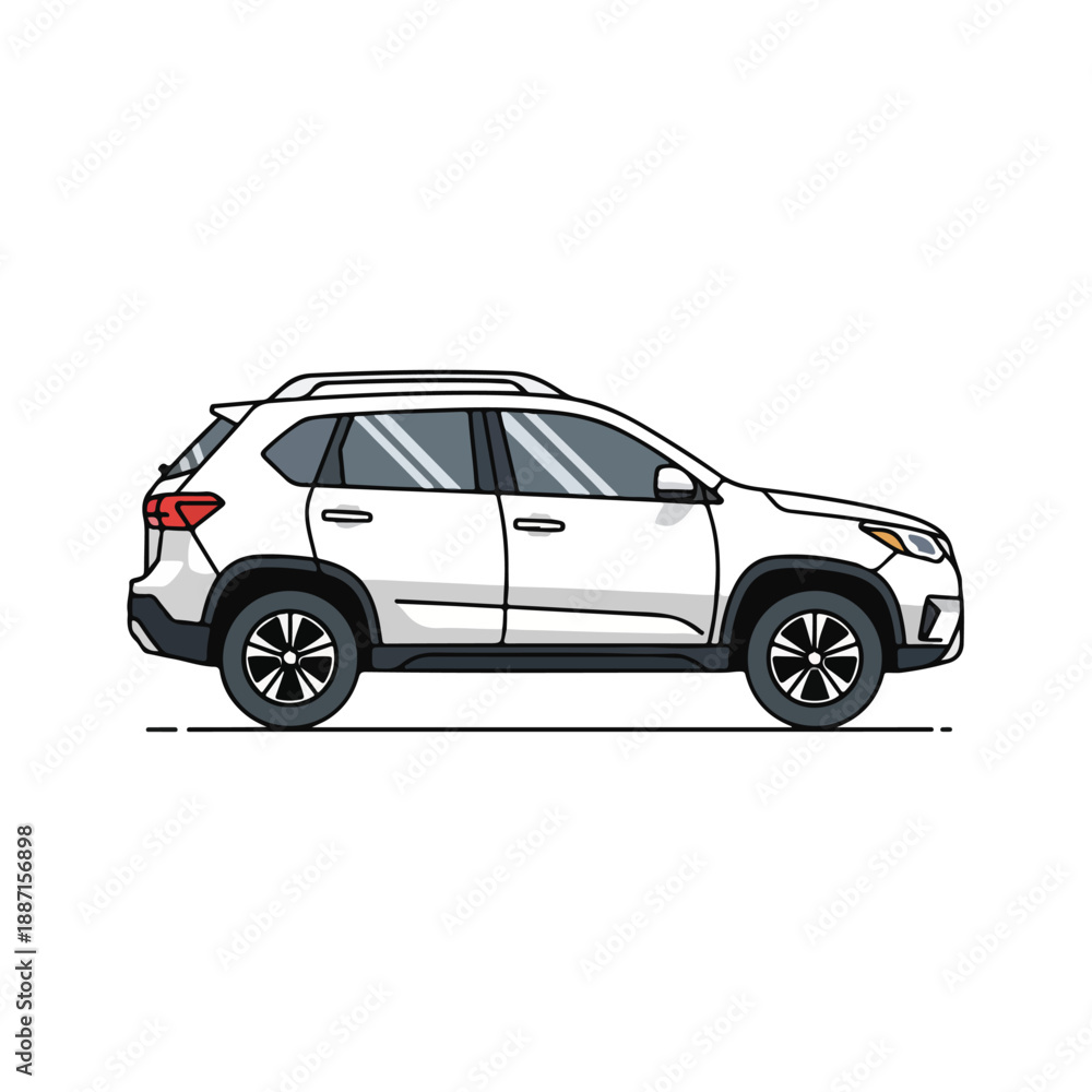 Obraz premium White SUV with black accents and wheels on a plain background
