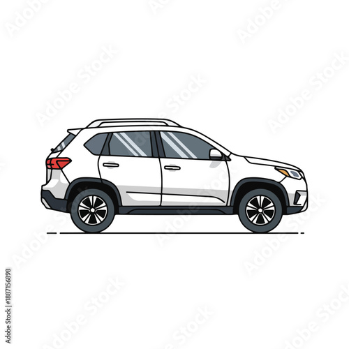 White SUV with black accents and wheels on a plain background