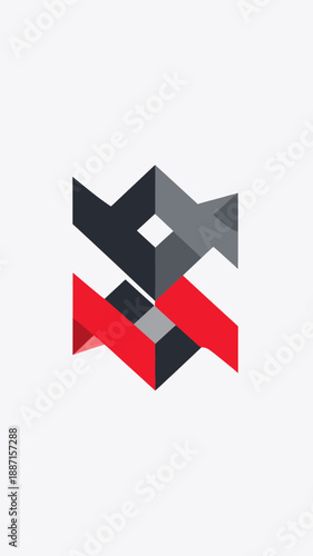 Geometric Abstract Shapes Interlocking Design Visual Identity Emblem Artwork