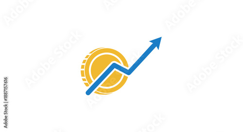 Financial Growth Icon Representing Upward Trends and Monetary Expansion Visuals
