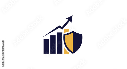 Financial Growth Protected: Chart Ascending with Shield Icon for Success and Security