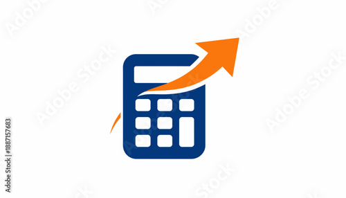 Financial Growth Visualization With Rising Arrow on Modern Calculator Graphic Icon