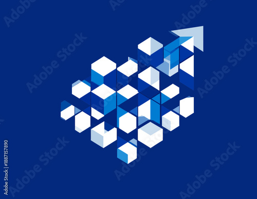 Geometric Ascend: Abstract Cubic Arrow Symbolizing Progressive Growth and Advancement