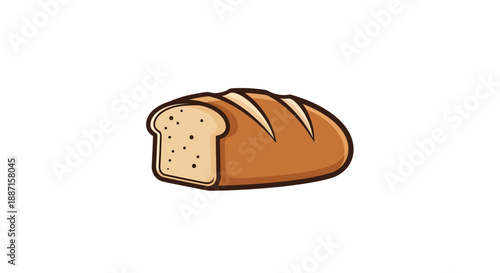 Freshly Baked Cartoon Loaf of Bread Isolated on a White Background