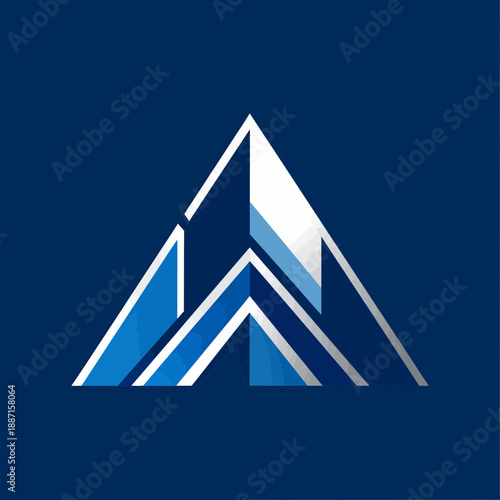 Geometric Ascent: Modern Triangle Peak Logo Design in Shades of Blue Minimalist Style