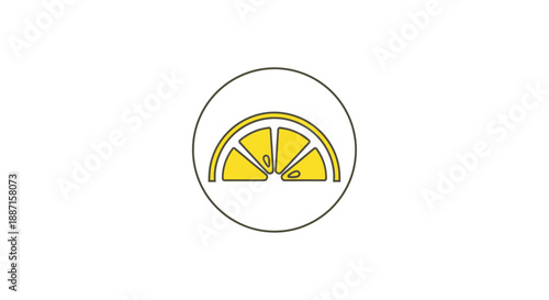 Freshly Sliced Lemon Within Circle Emblem Illustrating Citrus Flavors of The Fruits