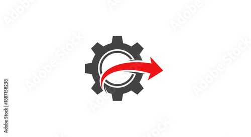 Gear And Arrow Concept Representing Process And Progress Simple Modern Flat Design