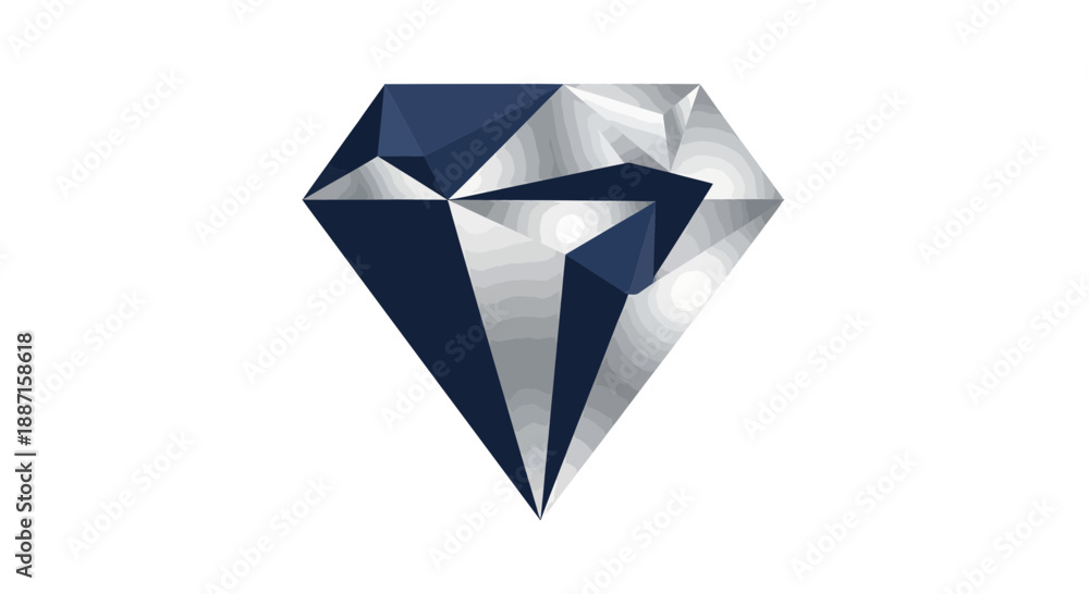 Fototapeta premium Geometric Diamond Illustration: A Pristine Gemstone Symbolizing Elegance and Value