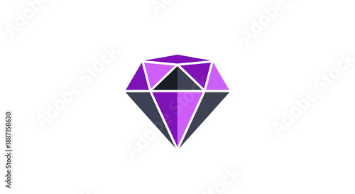 Geometric Diamond Illustration: Elegant Purple And Dark Grey Design On White Background