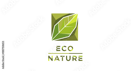 Geometric Eco Leaf Logo Represents Nature and Green Planet Sustainability Design