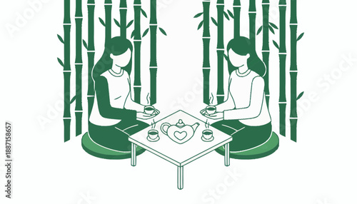 Serene Tea Time in the Bamboo Forest
