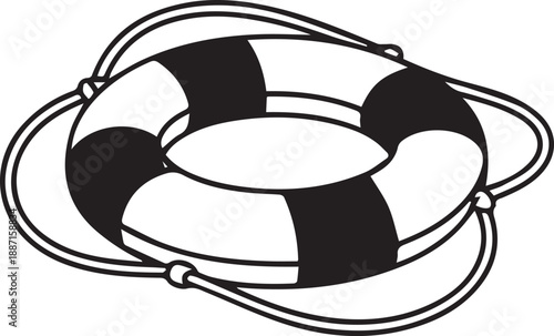 Life preserver illustration on white background viewed from above