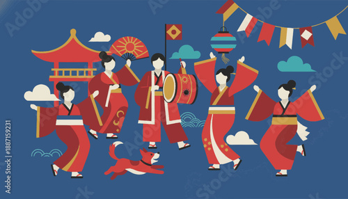 Traditional Japanese Festival Scene