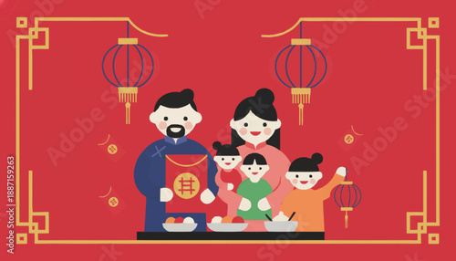Happy Chinese New Year Family Celebration