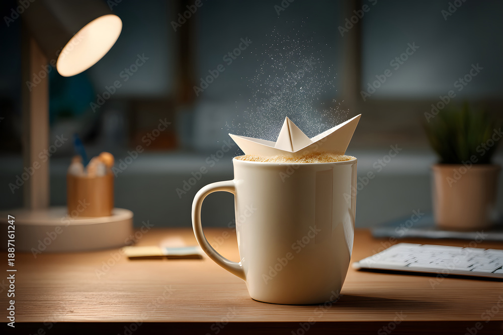 Fototapeta premium Cup of coffee on wooden table