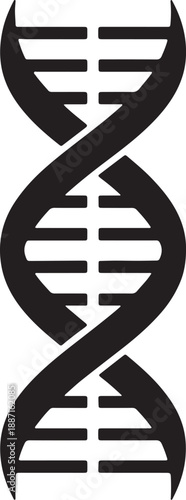 Black and white double helix D N A strand with geometric patterns inside also transparent background