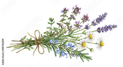 A watercolor vector illustration bunch of lavender