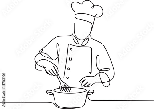 Chef preparing a culinary masterpiece in a kitchen from a straightforward view