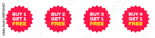 Buy One Get One Free Starburst Sale Badges Set