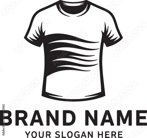 Black and white t-shirt with brand name and slogan text also transparent background clothing apparel
