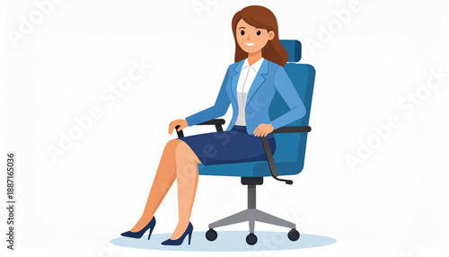 Professional woman seated in an office chair wearing business attire