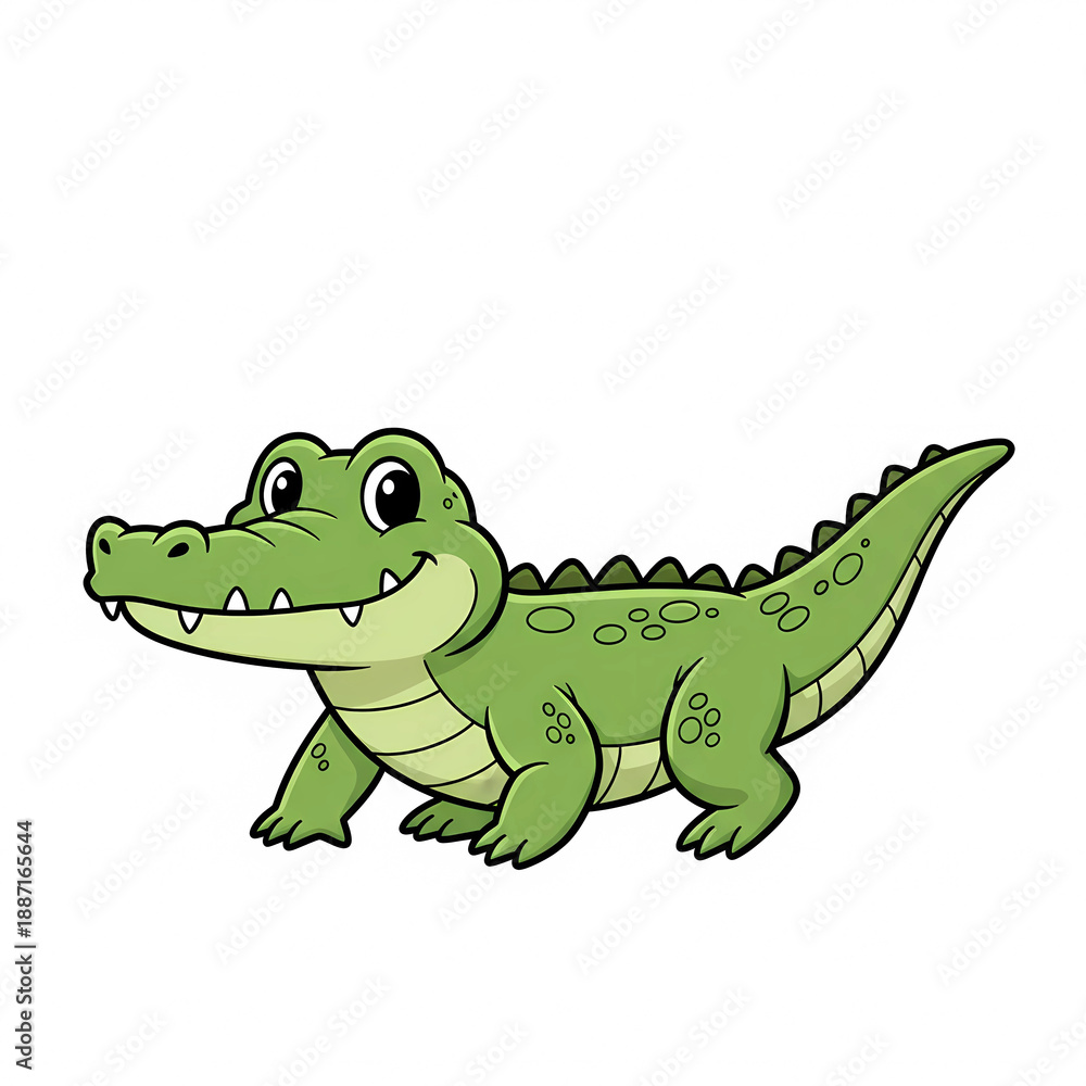 Fototapeta premium Cartoon-style alligator isolated on a white background. 
