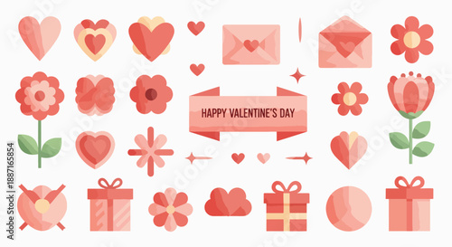 Valentines Day Clipart Elements Set.