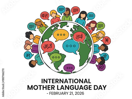 Diverse people celebrating International Mother Language Day globally