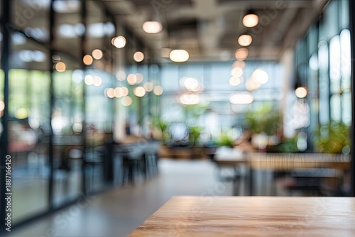 Wallpaper Mural Blurred view of a modern office or co-working space with warm, inviting lights Torontodigital.ca