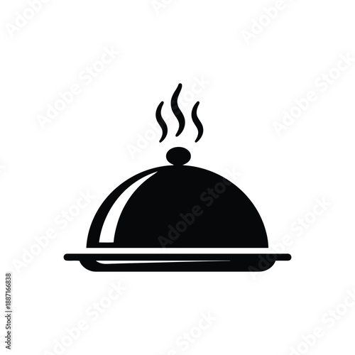 Restaurant Tray Icon Silhouette Flat Vector Illustration