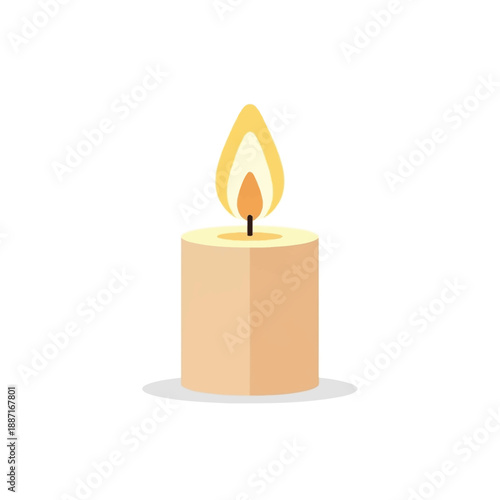 Candle burns steadily with warm flame in serene illustration