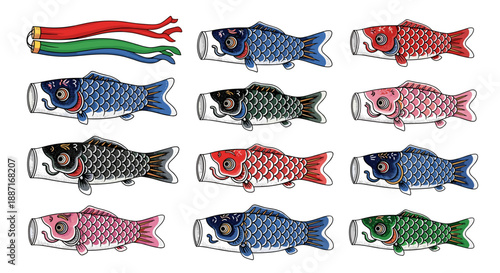 Collection of colorful koi fish swimming in clear water