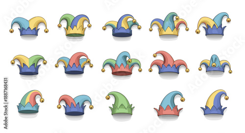 Collection of colorful carousel horse figurines in various poses and colors