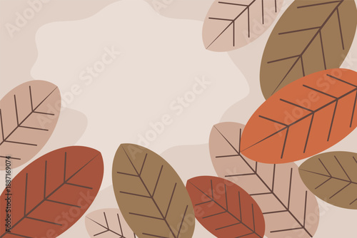 Warm Autumn Leaves Frame with Empty Space, seasonal background concept
