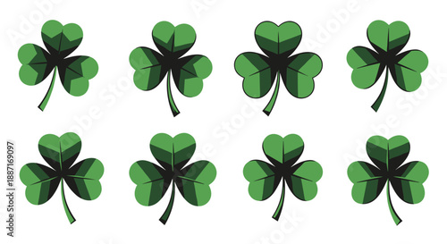 Collection of green fourleaf clovers