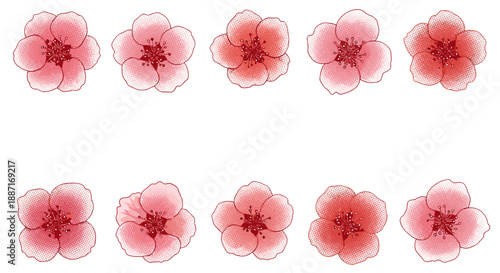 Collection of pink cherry blossoms with watercolor effect