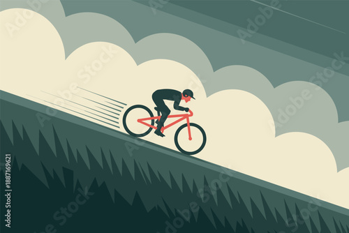 Dynamic Downhill Cycling Adventure, extreme sports concept