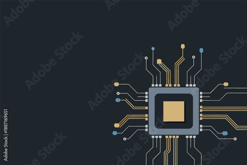 Modern Microchip Processor with Integrated Circuitry, semiconductor technology concept