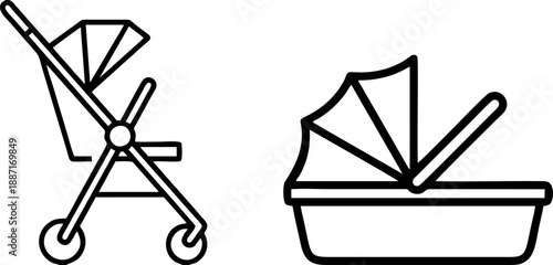 Baby Stroller Bassinet Carriage Line Art Icon
