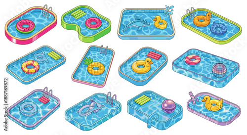 Collection of colorful plastic puzzle pieces with various shapes and designs